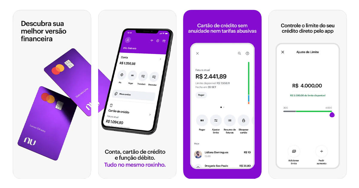 nubank app fintech screens